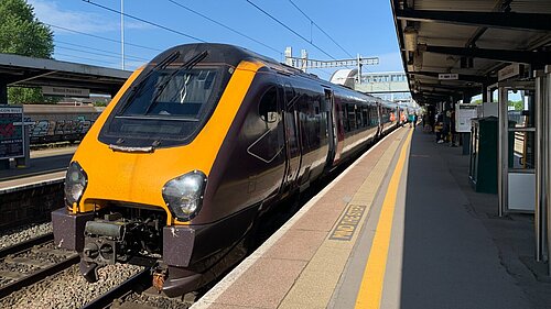 A high speed train at a station