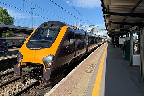 A high speed train at a station