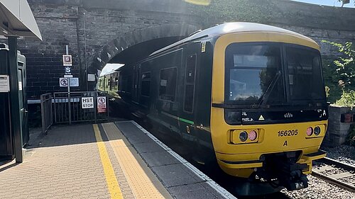 A passenger train at Yate station