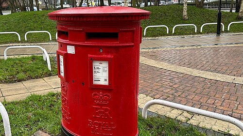 Royal Mail post box outside Yate Post Office